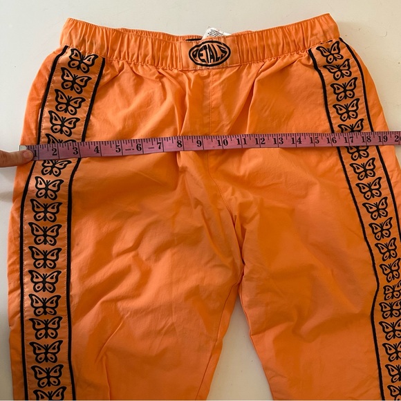 Petals and Peacock Orange Butterflies Crinkle Track/Skate Snap Button Pants S - Picture 10 of 16